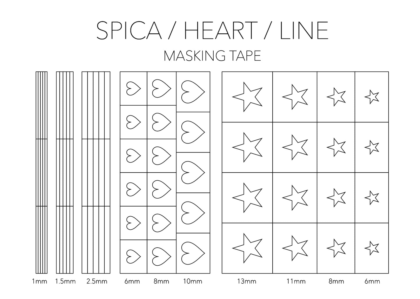 SPICA/HEART/LINE マスキングテープ